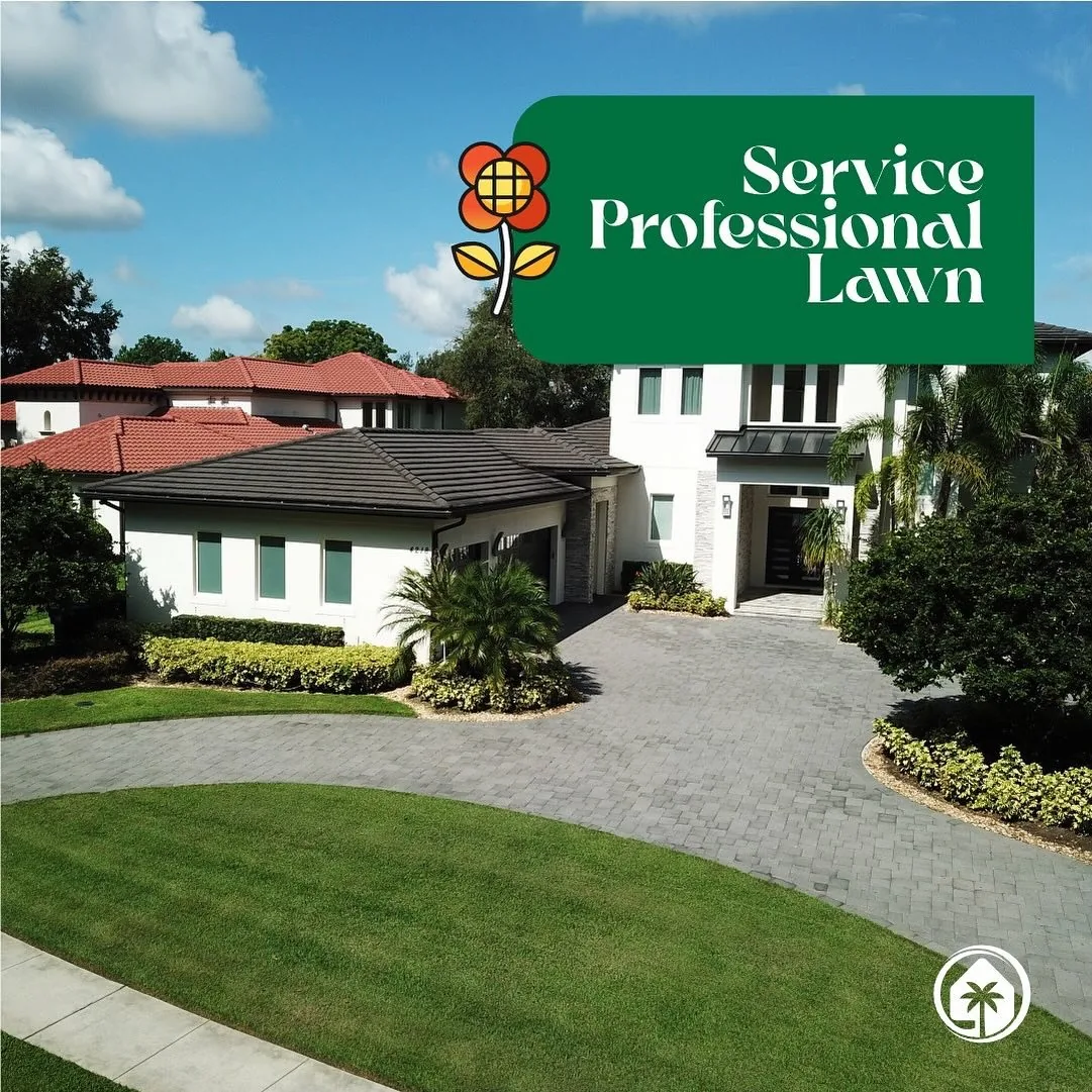 Professional lawn service on an Orlando estate property