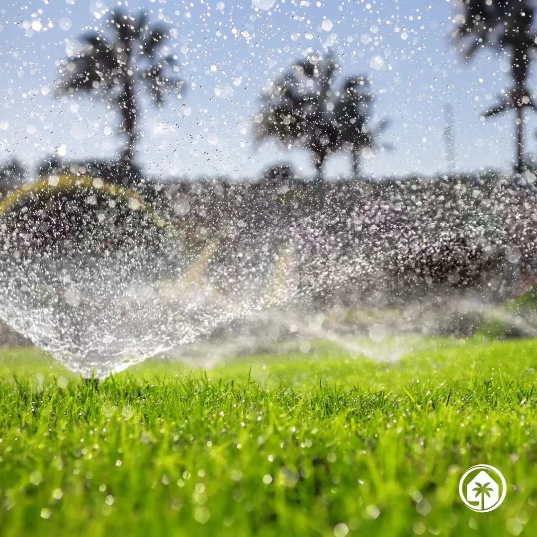 Irrigation running on an Orlando lawn